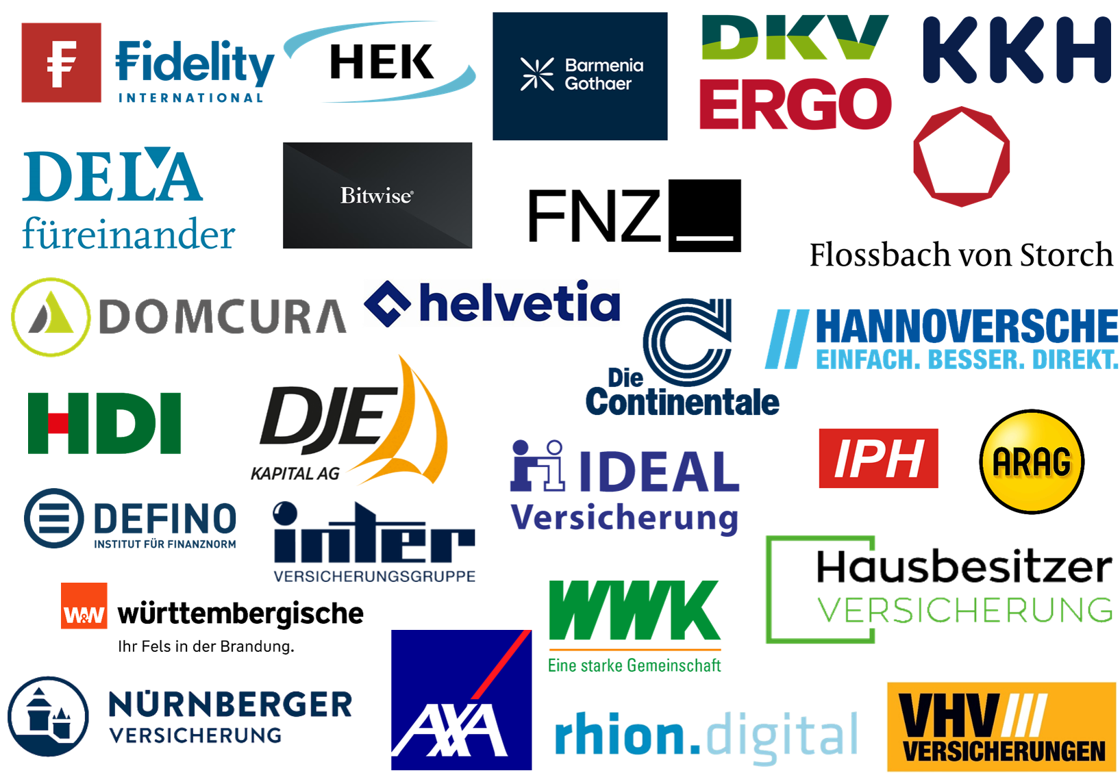 Logos von Produktpartner Versicherungen