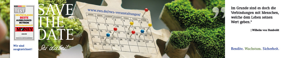 Save-the-Date-Grafik: Seemannsknoten und Meerblick; Termine RWS-Kapitalmarkt-Update 10.09. und RWS-Jahresherbsttagung 12.09. und RWS-Finanzbildung 08.12.